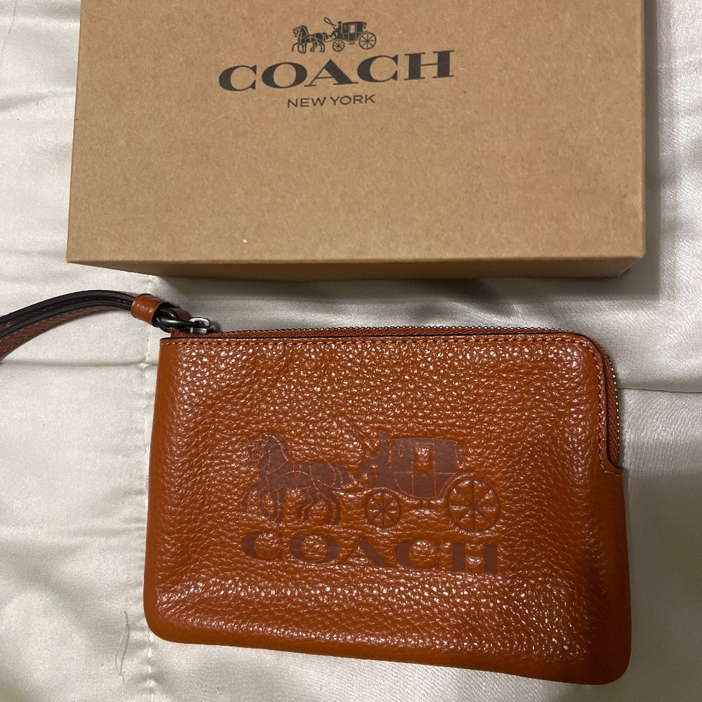 Ginger Coach Genuine Leather Wristlet